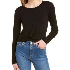 Socialite black long sleeve twist front top.  Size large